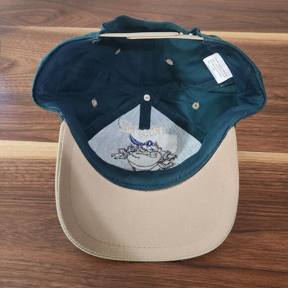 Vintage Taz Looney Tunes 1995 Snapback Hat Trust Me Im A Pro Green Tan Wrench - Picture 6 of 8